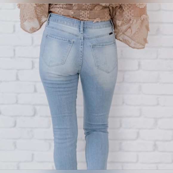 Kancan At Last Distressed Button Fly Skinny Jeans - Picture 5 of 9